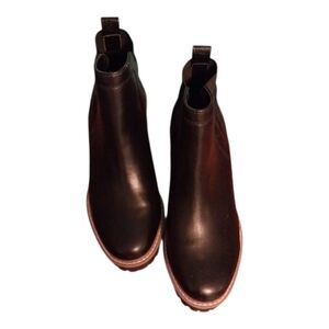 Dolce Vito Water Resistant Leather Lug Sole Heel  Black Ankle Boots